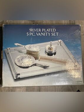 Silver Plated 5-Piece Vanity Set - NEW in box - Luxurious Victorian Vintage